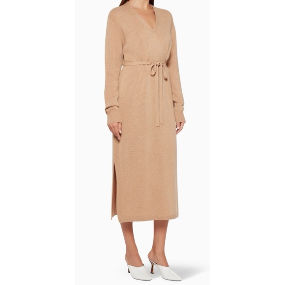 VINCE Wool and Cashmere Belted Sweater Midi Dress - Picture 2 of 9